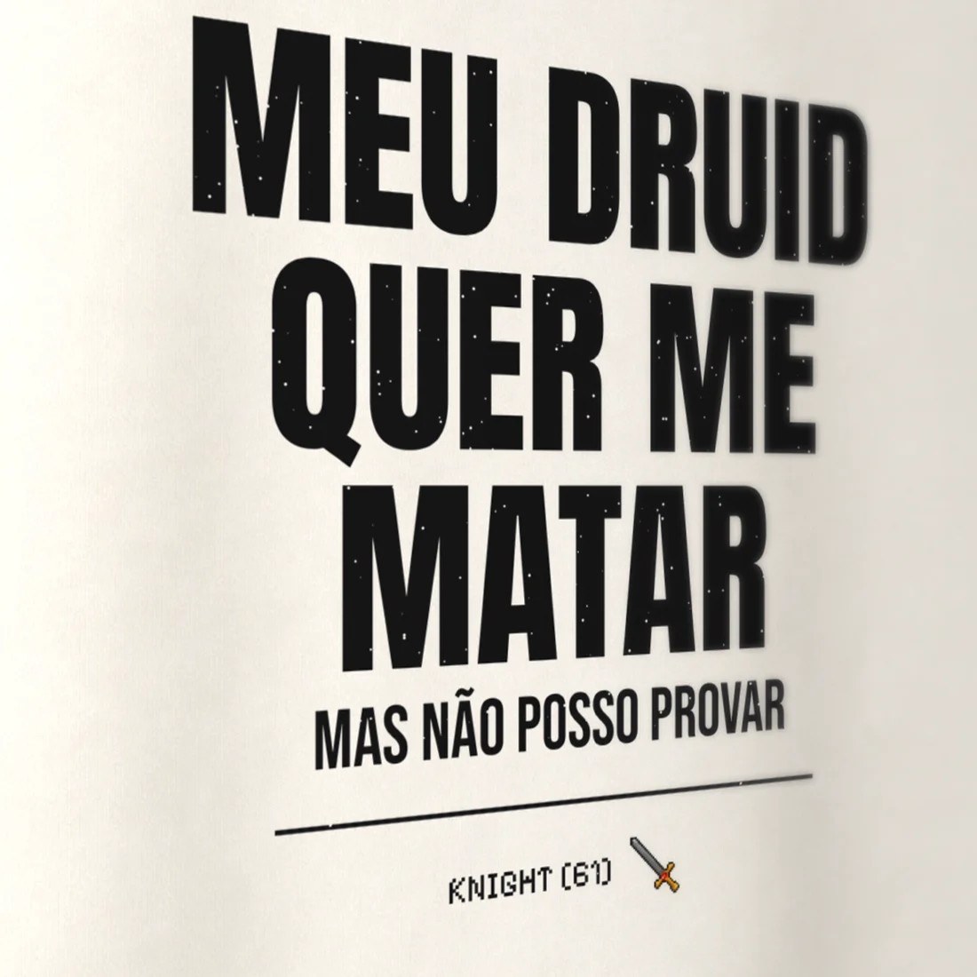 Camiseta Tibia Meu Druid · Oversized Off-white, estampa de lado