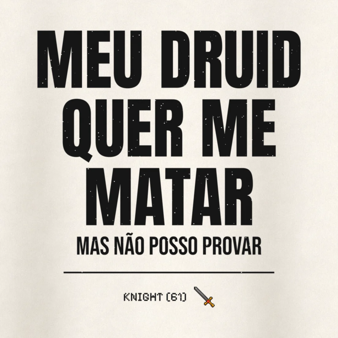 Camiseta Tibia Meu Druid · Oversized Off-white, estampa de perto