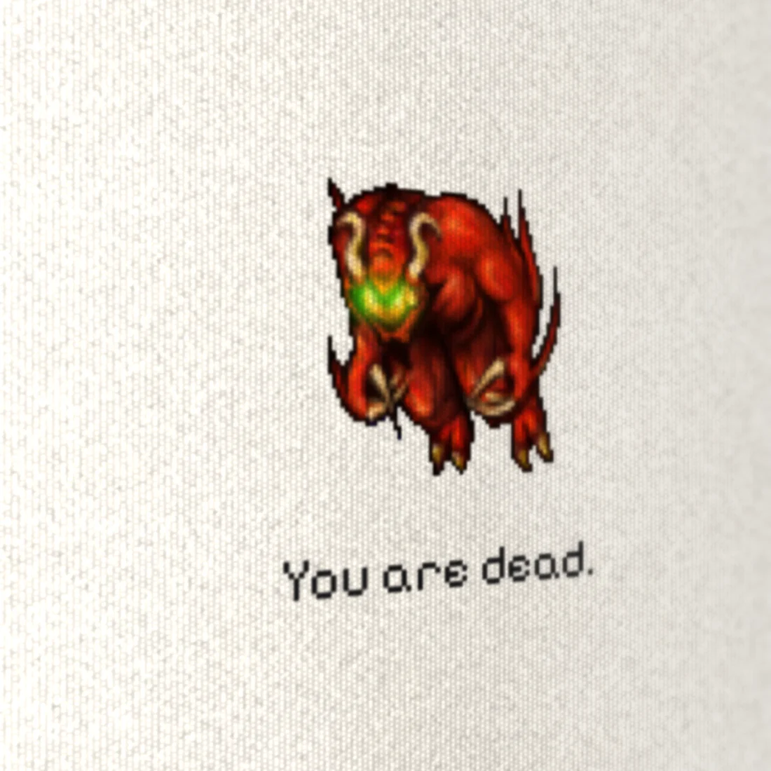 Camiseta Tibia You Are Dead · Oversized Off-white, estampa de lado